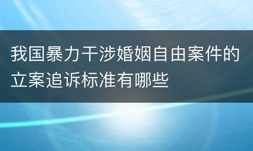我国暴力干涉婚姻自由案件的立案追诉标准有哪些