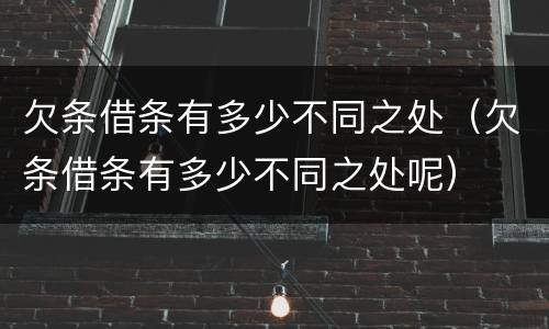 欠条借条有多少不同之处（欠条借条有多少不同之处呢）