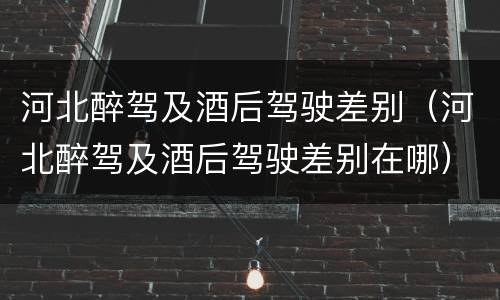 河北醉驾及酒后驾驶差别（河北醉驾及酒后驾驶差别在哪）