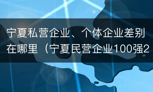 宁夏私营企业、个体企业差别在哪里（宁夏民营企业100强2019）