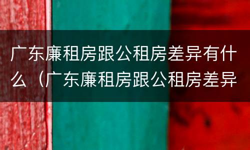 广东廉租房跟公租房差异有什么（广东廉租房跟公租房差异有什么不同）