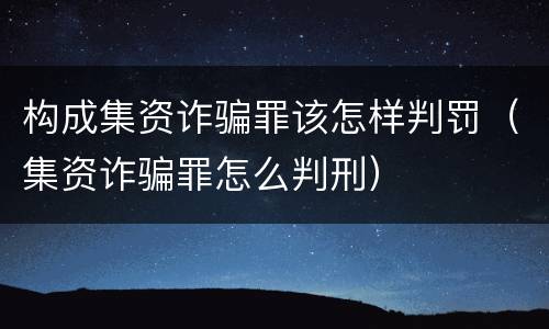 构成集资诈骗罪该怎样判罚（集资诈骗罪怎么判刑）