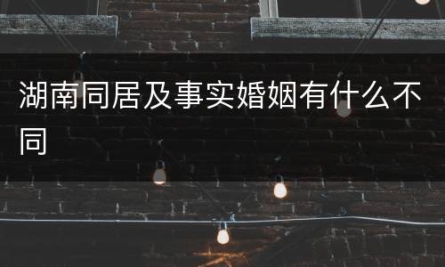 湖南同居及事实婚姻有什么不同