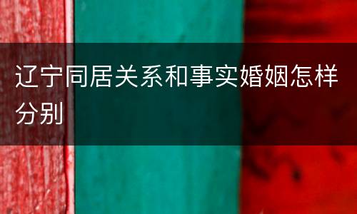辽宁同居关系和事实婚姻怎样分别