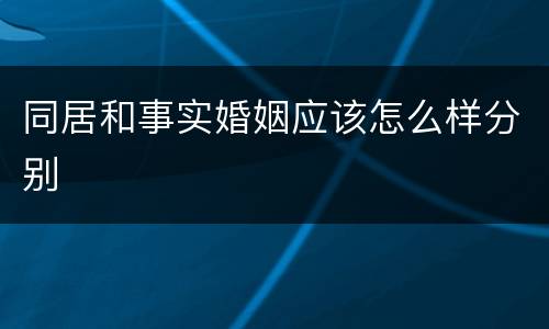 同居和事实婚姻应该怎么样分别