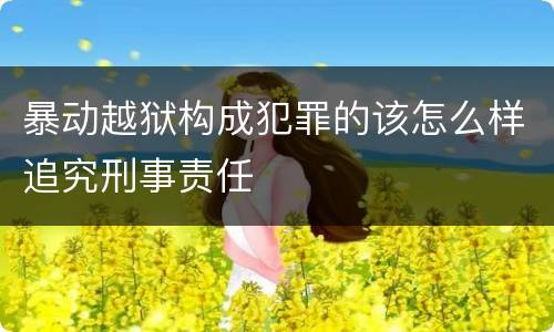 暴动越狱构成犯罪的该怎么样追究刑事责任