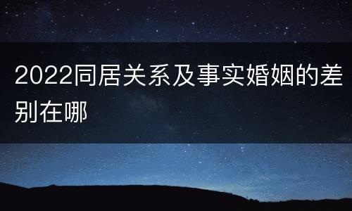 2022同居关系及事实婚姻的差别在哪