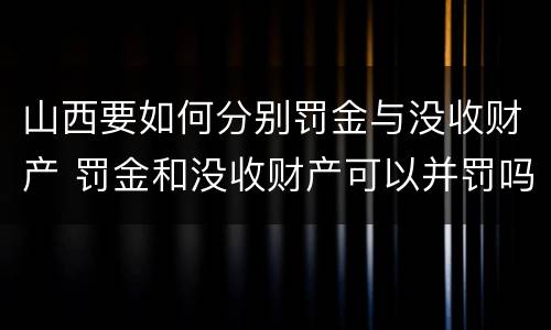 山西要如何分别罚金与没收财产 罚金和没收财产可以并罚吗
