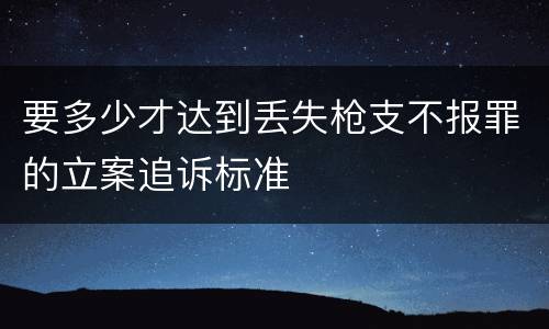 要多少才达到丢失枪支不报罪的立案追诉标准