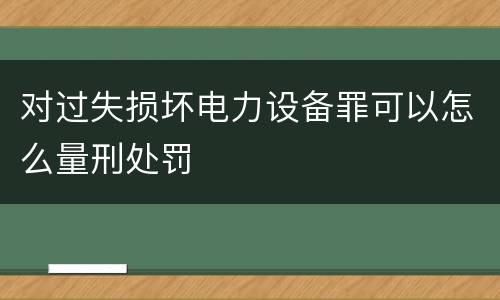 对过失损坏电力设备罪可以怎么量刑处罚