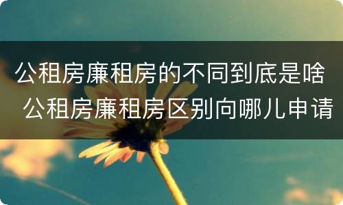 公租房廉租房的不同到底是啥 公租房廉租房区别向哪儿申请