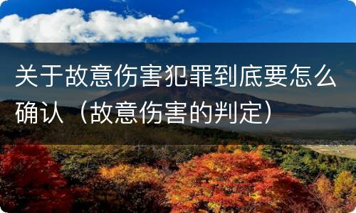 关于故意伤害犯罪到底要怎么确认（故意伤害的判定）