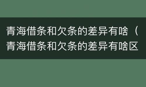 青海借条和欠条的差异有啥（青海借条和欠条的差异有啥区别）