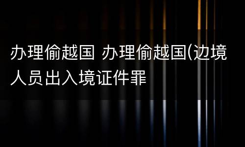 办理偷越国 办理偷越国(边境人员出入境证件罪