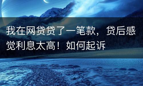 我在网贷贷了一笔款，贷后感觉利息太高！如何起诉