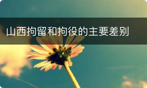 山西拘留和拘役的主要差别