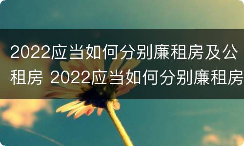2022应当如何分别廉租房及公租房 2022应当如何分别廉租房及公租房和住宅