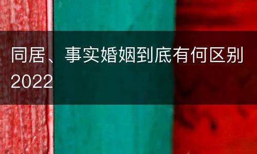 同居、事实婚姻到底有何区别2022