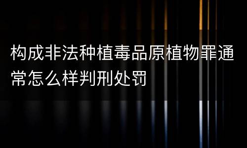 构成非法种植毒品原植物罪通常怎么样判刑处罚