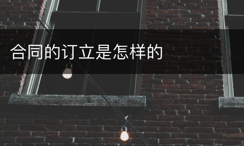 合同的订立是怎样的
