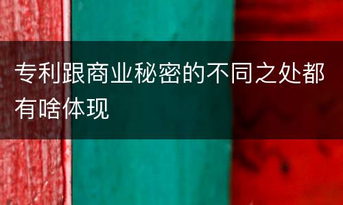 专利跟商业秘密的不同之处都有啥体现