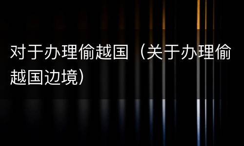 对于办理偷越国（关于办理偷越国边境）