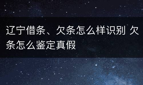 辽宁借条、欠条怎么样识别 欠条怎么鉴定真假