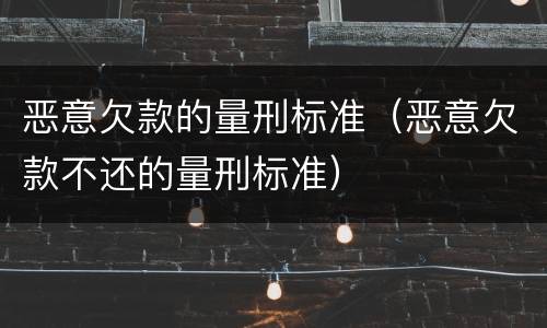 恶意欠款的量刑标准（恶意欠款不还的量刑标准）