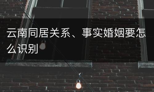 云南同居关系、事实婚姻要怎么识别