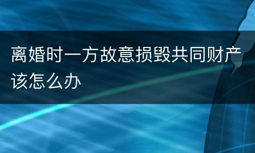 离婚时一方故意损毁共同财产该怎么办