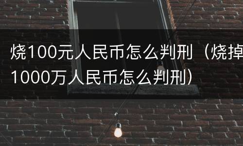 烧100元人民币怎么判刑（烧掉1000万人民币怎么判刑）