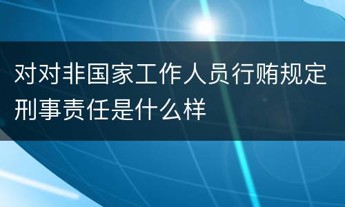 对对非国家工作人员行贿规定刑事责任是什么样