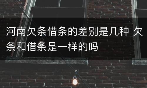 河南欠条借条的差别是几种 欠条和借条是一样的吗