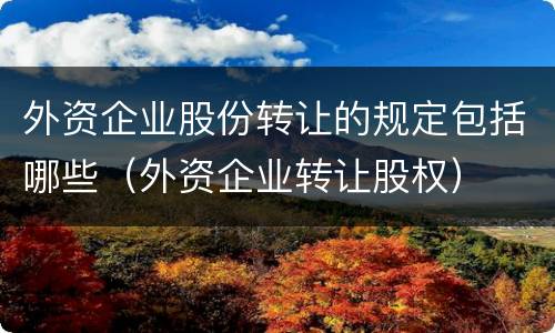 外资企业股份转让的规定包括哪些（外资企业转让股权）