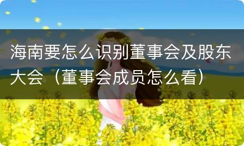 海南要怎么识别董事会及股东大会（董事会成员怎么看）
