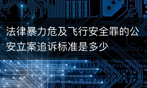 法律暴力危及飞行安全罪的公安立案追诉标准是多少