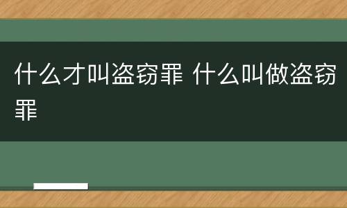 什么才叫盗窃罪 什么叫做盗窃罪