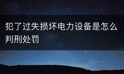 犯了过失损坏电力设备是怎么判刑处罚