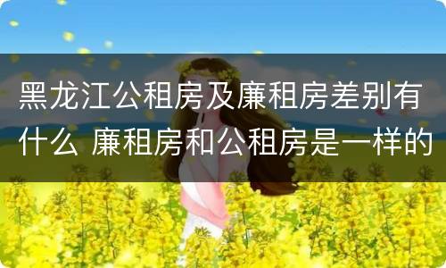 黑龙江公租房及廉租房差别有什么 廉租房和公租房是一样的吗