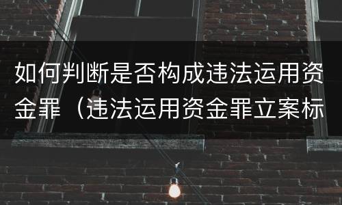 如何判断是否构成违法运用资金罪（违法运用资金罪立案标准）