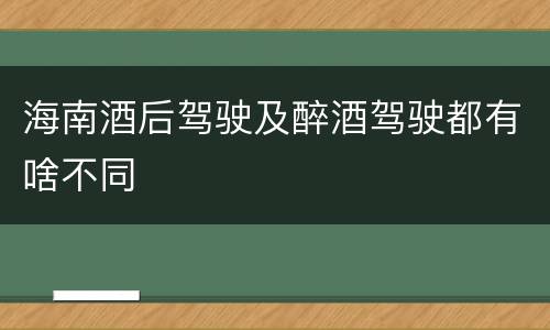 海南酒后驾驶及醉酒驾驶都有啥不同