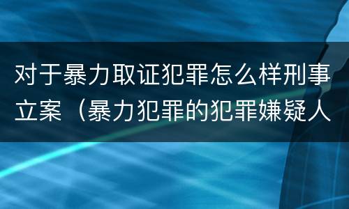 对于暴力取证犯罪怎么样刑事立案（暴力犯罪的犯罪嫌疑人可以取保候审吗）