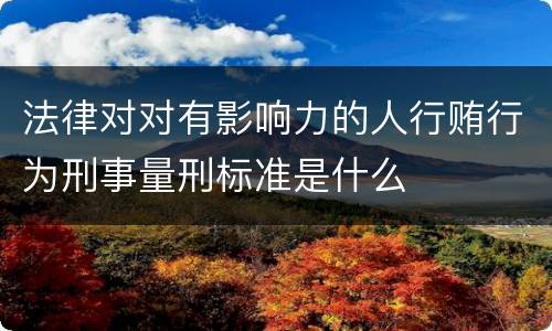 法律对对有影响力的人行贿行为刑事量刑标准是什么