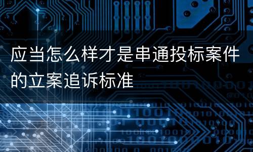 应当怎么样才是串通投标案件的立案追诉标准