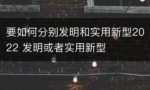 要如何分别发明和实用新型2022 发明或者实用新型