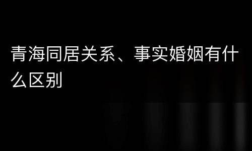 青海同居关系、事实婚姻有什么区别