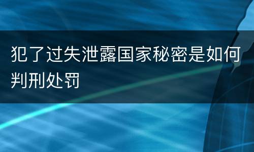 犯了过失泄露国家秘密是如何判刑处罚