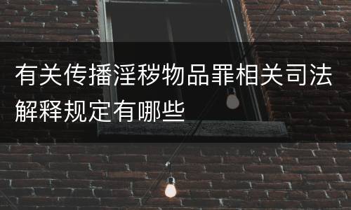 有关传播淫秽物品罪相关司法解释规定有哪些