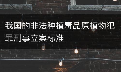 我国的非法种植毒品原植物犯罪刑事立案标准