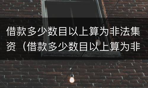 借款多少数目以上算为非法集资（借款多少数目以上算为非法集资罪）